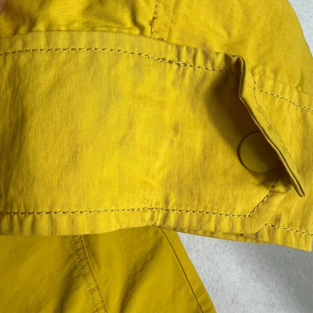 J. Crew Jacket Womens M Windbreaker Hooded Full Zip Coat Cotton Blend Yellow
